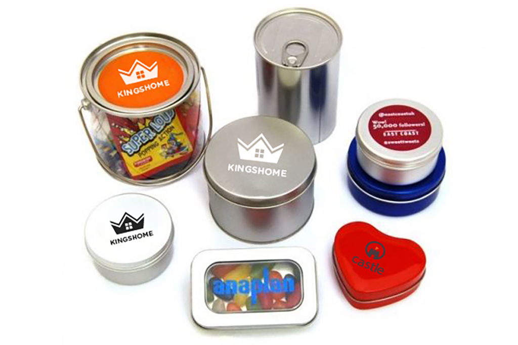 branded promotional tins of sweets